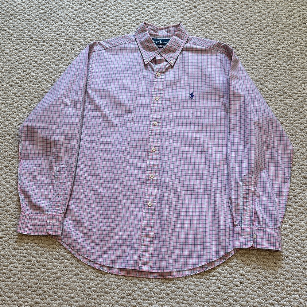 Men's Pink Checkered Button Down Shirt